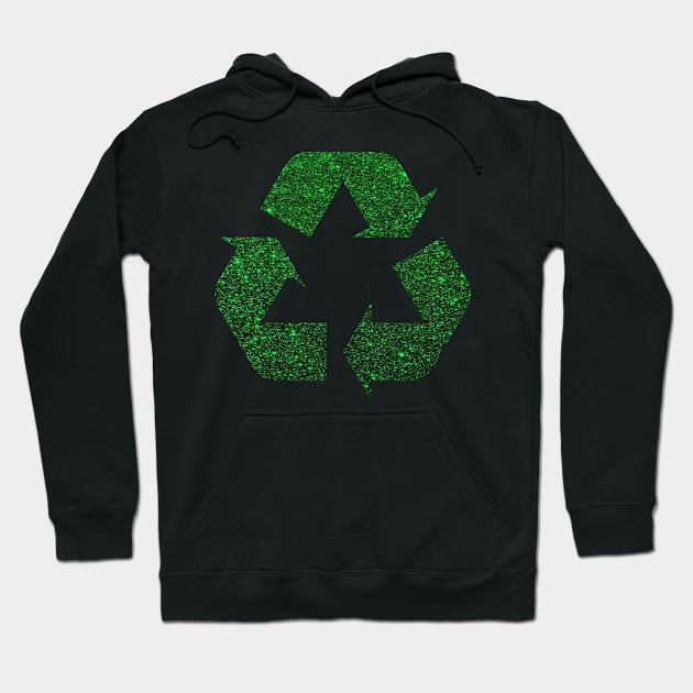 Deep Green Faux Glitter Recycle Symbol Hoodie by Felicity-K